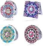 Gvhntk 4 PCS DIY Diamond Painting Mirror Double-Sided Mandala Compact Mirror Small Magnifying Folding Purse Mirror Diamond Art Kits for Women Girls (Mandala)