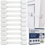 Cheeky Monkey® Cupboard Locks for Children (10 Pack) - Baby Proofing Cabinet & Drawer Safety Locks, Adjustable Child Safety Straps with Strong Residue-Free Adhesive, Easy 30-Sec Install - 6 Extra Pads