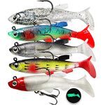 VMSIXVM Soft Plastic Lead Swimbait Colorful Glitter Fishing Lure with Single Hook Wobblers Jig Soft Bait for Bass Fishing Tackle, Freshwater/Saltwater