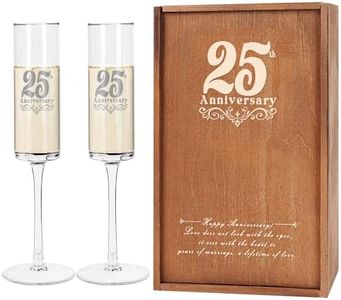 JNDJE 25th Wedding Anniversary for Couple, 25th Anniversary Champange Glasses for Parents, 25th Wedding Anniversary Champange Flute Gift 25 Years of Anniversary Present