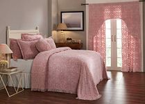Better Trends Double Wedding Ring Collection 100% Cotton Tufted Chenille, Queen Bedspread, Pink