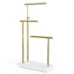 SRIWATANA Jewelry Organizer Display Extra Tall Necklace Holder 3 Tier Jewelry Tree Stand (White & Gold)