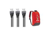 Energizer - 3 x USB-C Cable 1.2m - Charging & Sync (2.4A/480Mbps) for Mobile Phones + Backpack 10L