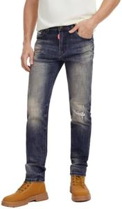 Betu Mens Jeans Relaxed Fit Straight Leg Ripped Denim Pants with Stretch Fabric(BM24,38) Vintage Blue