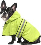 Ezierfy Waterproof Puppy Rain Jacket - Adjustable Reflective Dog Raincoat, Lightweight Dog Hooded Slicker Poncho Raincoats for Small to X- Large Dogs and Puppies (Neon Green, Small)