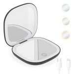 Foyucool Compact Travel Makeup Mirror, Handheld Mirror with Double-Sided LED Light, 3 Color and Dimmable Light, 1X/10X Magnification, Rechargeable Folding Compact Mirror for Pocket Purse, Black