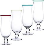 Chefcaptain Hurricane Cocktail Color Glasses, Pina Colada Hand Blown Ultra Crystal Clear XL 20 Ounces Pack Of 4 (Hurricane XL 20 OZ)