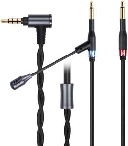 FAAEAL Boom Microphone Cable,Dual 3.5mm Voice Gaming Cable,High Purity Oxygen Free Copper AUX Cord Compatible with Hifiman HE4XX HE560 Meze 99 Classics MeZe 109 Pro for Studio Audiophile 3.5mm 6.5ft