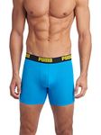 PUMA Men's 3 Pack Performance Boxer Briefs, Bright Blue, Large