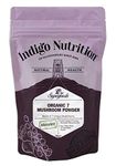 Indigo Herbs Organic 7 Mushroom Powder Blend 100g | Blend of 7 Adaptogenic Mushrooms| Vegan | No Additives & GMO Free| Lion's Mane, Reishi, Cordyceps, Maitake, Chaga, Shiitake, White Fungus