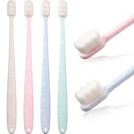 4 Pieces Extra Soft Toothbrushes for Sensitive Gums 20000 Soft Bristle Toothbrush Micro Nano Manual Toothbrush for Fragile Gums Elderly Adult Kids Braces (Blue, Green, Pink, Beige)