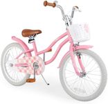 COSTWAY Kids Bike, 18 Inch Toddler Children Bike w/Kickstand, Training Wheels, Hand & Coaster Brake, Adjustable Saddle & Handlebar, Basket, Kid Bicycle for Girls Boys Aged 3-8 Years Old, Blush Pink