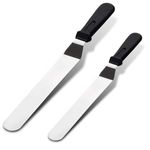 2 Pcs Palette Knife Baking, Pallet Knife for Cake Decorating, Stainless Steel Angled Spatula, 2 Size Angled Spatula for Cake Decorating Smoothing Icing and Cooking Frosting Pastries