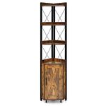 SFAREST 6-Tier Corner Bookcase, Wooden Display Storage Cabinet with Adjustable Shelf & Anti-tipping Device, Home Office Shelving Organizer Unit for Living Room Bedroom Bathroom (Rustic Brown)