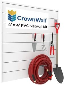 CrownWall PVC Slat Wall Panels Garage Wall and Home Organizer Storage System | Heavy Duty Organization and Easy Installation | 4ft by 4ft (16 sqft) Section, White