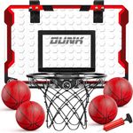 TEMI Indoor Basketball Hoop Play Set, Basketball Hoop with 4 Play Balls, Over The Door Basketball Hoop for Kids, Basketball Toys for Boys Girls Age 3-12, Gift for Children & Teens