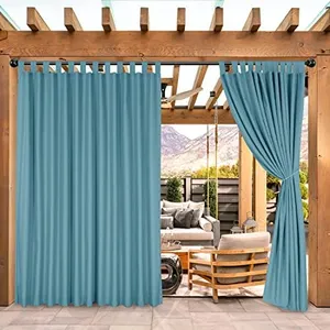 BONZER Outdoor Waterproof Curtains for Patio, Wide Tab Top Sunlight Blocking Outside Curtains for Porch, Pergola, Gazebo, Cabana, 1 Panel, 100x120 Inch, Teal