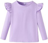 Magic Park 12M-7Y Baby Girl Blouse Toddler Ruffle T-Shirts Kids Girl Solid Color Tee Casual Tops for Girls (0032J_Purple, 6-7 Years)