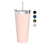 BOZ Tumbler - Tumbler with Lid and Straw - Insulated Tumblers - Cups with Lid and Straw - Stainless Steel Tumbler - Perfect for Hot and Cold Drinks - BPA Free (650 ml / 22oz, Pink)