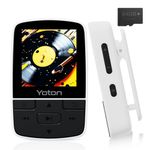 YOTON MP3 Player with Bluetooth 5.2, 64GB Storage, Mini Size, HiFi Music, with Sports Clip, Independent Volume Control, FM Radio, Includes Headphones, White