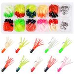 OROOTL Crappie Jigs Fishing Lures Kit Soft Grub Lures with Jig Heads Hooks Set Tube Bait Jigs Soft Fishing Lures Worm Baits Assortment for Crappie Bass Trout Panfish Saltwater Freshwater Fishing