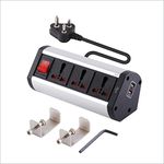 MX Premium Power Console 16 Amp 3 Universal Sockets with 2 USB Charging Port Extension Board - with removable Desk Clamp – Power Strip – Master Switch - 1.5m 3 Pin Plug extension Cord (MX-4178_1.5mtr)