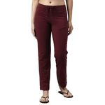Enamor Essentials Slim Fit Mid Rise Stretch Cotton Basic Straight Leg Lounge Pant for Womens-E014 (E014_Dry Blood_S)