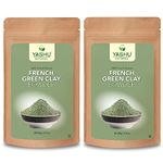 YASHU Pure French Green Clay Powder for Glowing Skin | Skin Brightening & De-Tan Face Pack of 2 (200Gm)