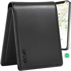 Wallet for Men Built-in Anti-Loss Tracker, Real-Time Tracking Smart Bifold, RFID Blocking Men's Wallet, 7 Card Slots Travel Gifts for Dad, Christmas, Birthday, iOS Only (Classic Black-Real Leather)