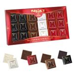 Maxim's de Paris Fine Imported Chocolate | 36 Assorted Chocolate Squares in a Transparent Box 175g Assortment of Milk, Dark and White Chocolates from France.