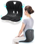 Curble [Wider] Ergonomic Lower Back Support, Lumbar Support Back Posture Corrector for Low Back Pain Relief, Perfect for Home Office Desk Chair, and Floor Seat, Patented (Black)