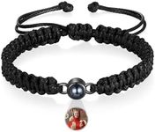 LoLaTide Bracelets with Picture Inside Personalized, Custom Bracelets with Photo, Womens Mens Couples Memorial Christmas Gifts Bracelet (Black)