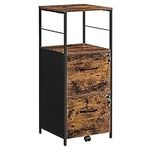 VASAGLE Filing Cabinet for Home Office, File Cabinet with 2 Drawers, Open Shelf, Steel Frame, for A4 and Letter Sized Files, Printer Stand, Industrial, Rustic Brown and Black OFC045B01