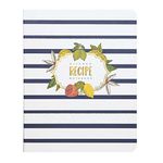 C.R. Gibson Blue and White Striped Floral Spiral Recipe Journal, 100 Pages, 7.25" x 9" (QMR-18689)