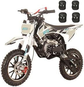 SYX MOTO 50cc Dirt Bike, 4-Stroke Gas Powered Kids Mini Bike, Pit Bike Automatic Transmission Pull Start Trail Bike, Up to 22 Mph, EPA certification (Black)