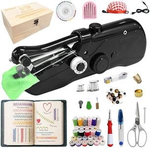 Handheld Sewing Machine with Wooden Sewing Box & 165-Piece Kit, Includes Embroidery Stitch Book, Portable Cordless Hand held Sewing Machine for Beginners & Adults