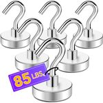 TRYMAG Strong Magnetic Hooks, 80Lbs+ Super Heavy Duty Magnetic Hooks for Cruise Cabins, 6 Pack Metal Magnetic Hooks for Hanging, Earth Magnets with Hooks for Refrigerator, Storage, Grill, and Kitchen