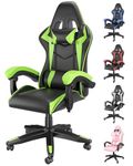 Racingreat gaming chair office chair, Headrest&Lumbar Pillow, PU Leather Ergonomic Office Chair Computer Chair for Gamer Office Home Adult Teenager (Green)