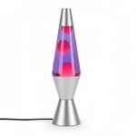 KARP 14.5 Inch Lava Lamp (Purple Water & Red Lava) | Silver Base, Metal & Glass | 220-240V 50Hz | R39 E14 25W Bulb | Run by Plug with Inline Switch | Ambient Night Lamp & Gift for Home Decor & Office
