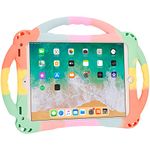 Adocham Kids Case for ipad 9.7 inch 2018/2017,Kids iPad 6th/5th Generation Case with Stand Handle and Strap,Lightweight Shockproof Silicone Kids Cover for iPad Air&Air 2-Rainbow