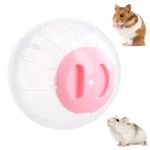 Hamster Running Ball, Transparent Hamster Exercise Ball, 14.5cm Hamster Wheel Small Pet Plastic, Small Animal Activity Toy Hamster Ball for Dwarf Hamsters Gerbil Pet Mice Animals (Pink)