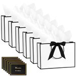 NADSSJL 6Pcs Gift Bags - Gift Bags Medium with 6 Bow Ribbons, 6 Tissue Papers, and 6 Cards. Party Bags with Handles for Weddings, Birthdays, Parties, Valentine's Day and Christmas (Black-White)