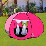 Foldable Delightful Patterns Popup Kids Play Tent House for Multi Purpose|PlayTent House for up to 10 YearOld Kids Girls&Boys|Mosquito Net Design Tent for Kids|Multicolor,Tent House Theme(Pink Star)