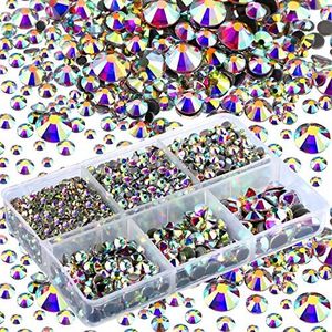 4000 Pieces Hotfix Rhinestones Crystals AB Clear Crystal Rhinestones Flatback Gems Round Crystal Rhinestones Bulk for Crafts Clothing Dance Costumes (Crystal AB)
