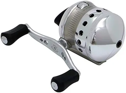 Zebco Omega Spincast Fishing Reel, Size 30 Reel, Changeable Right or Left-Hand Retrieve, Pre-Spooled with 10-Pound Zebco Fishing Line, Aluminum and Double Anodized Front Cover, Silver, Clam Packaging