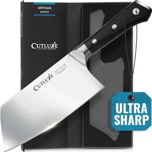 Cutluxe Meat Cleaver Knife - 7" Heavy Cleaver Butcher Knife, Razor Sharp German Steel Blade, Full Tang, Ergonomic Handle Design – Artisan Series