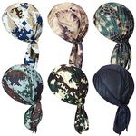 Boao 6 Pcs Do Rag Skull Cap Camo Bandana Dew Rags for Men Sweat Wicking Beanie Hard Hat Liners for Cycling Motorcycle