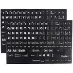 2 Pack English Keyboard Stickers Big Letter Full Set (120 Pcs), Universal PC Computer Laptop Desktop Keyboard Replacement English Keyboard Stickers, Black Background with White Lettering