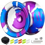 7YO Dual Purpose Yoyo Professional Tricks Yoyo X8, Alloy Metal YoYo Responsive Yoyo with Unresponsive Bearing, Fingerspin Yoyo with 10 Yoyo Strings, Yoyo Case, Axle, Bearing Removal Tools