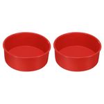 uxcell 2pcs Round Cake Pans, 6 Inch Silicone Cake Molds for Baking, Nonstick & Quick Release Circle Cake Pans for Layer Cake, Smash Cake and Cheese Cake Dark Red